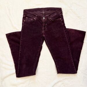 Y2k Vintage 7 For All Mankind Bootcut Flare Plum corduroy Jeans Boot Tall 27